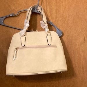 Faux leather cream dome bag purse